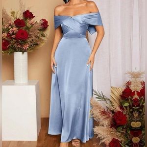SHEIN Belle Off Shoulder Satin Bridesmaid Dress